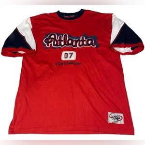 NYC Jeans Men's 2XL T-Shirt Red Atlanta Patch Embroidered City Collection Cotton